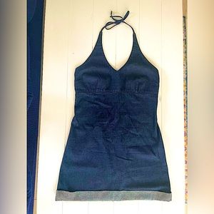 Denim halter top mini dress